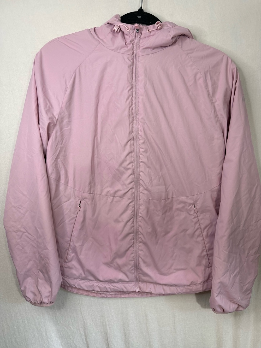 Asics Light Pink Fleece Line Hooded Windbreaker Jacket S